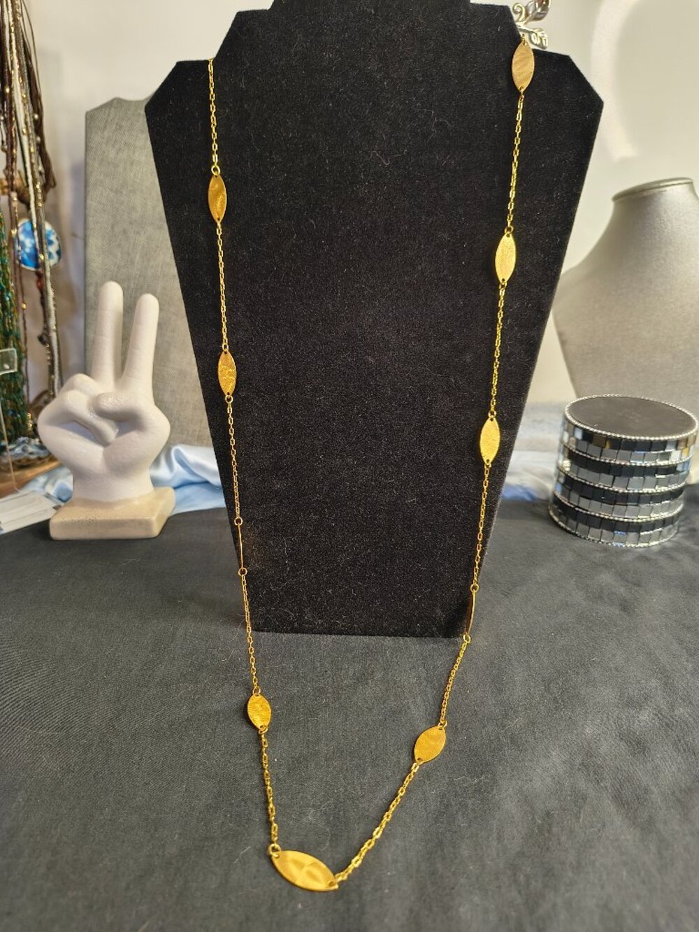 Gold Matt Tone Long Necklace
